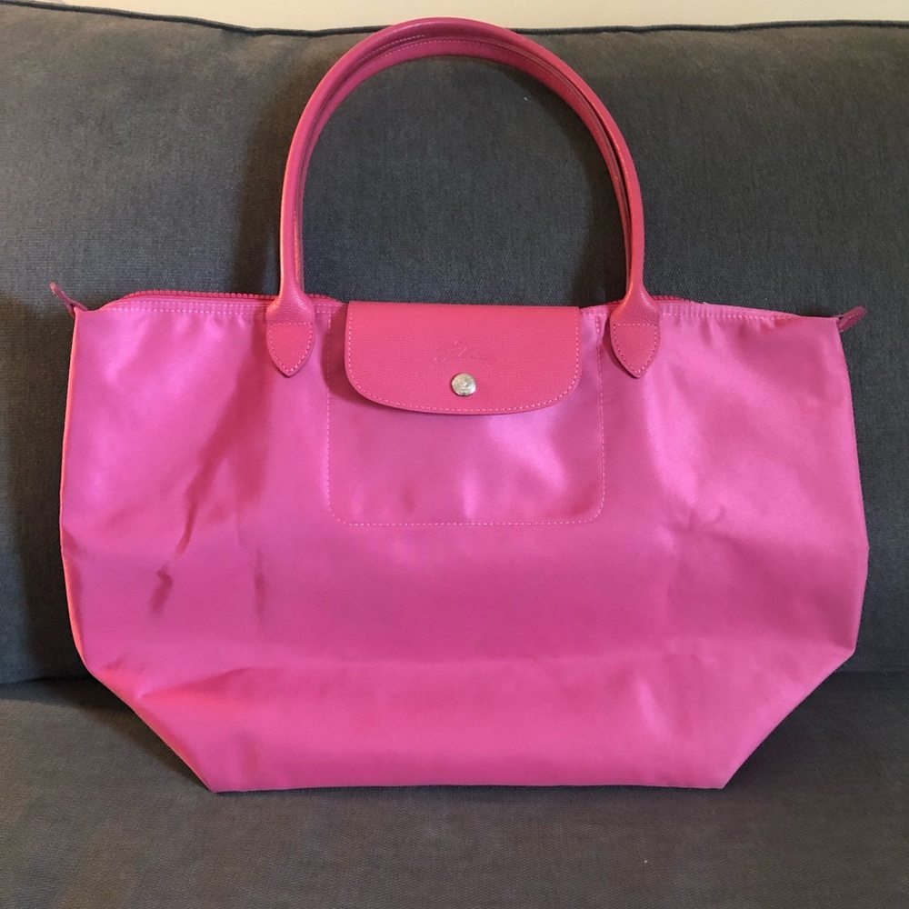 LONGCHAMP Le Pliage Neo - Pink Nylon Leather Shoulder Bag - Large